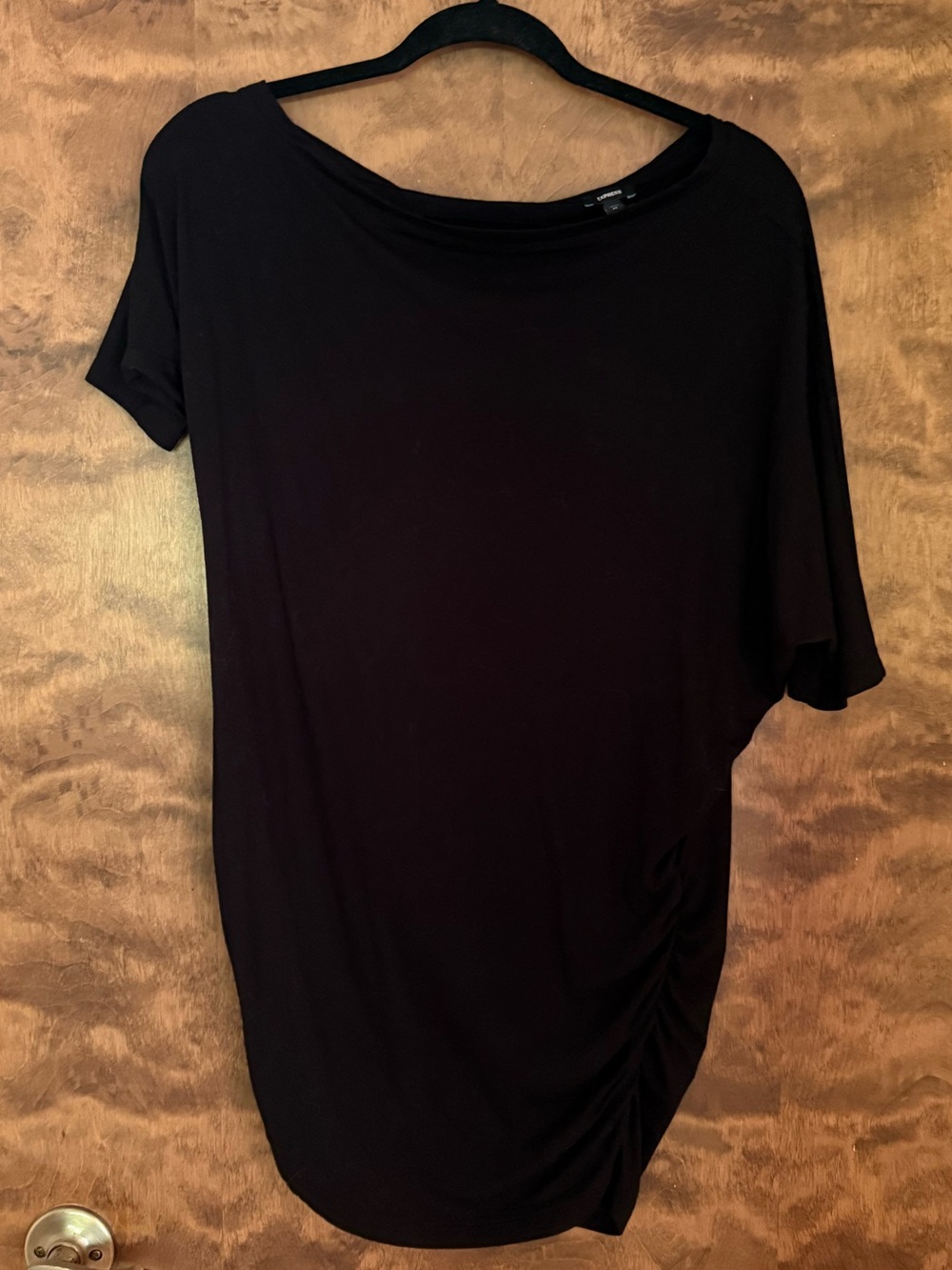 Express Black Asymmetric Draped Ruched Top - XS